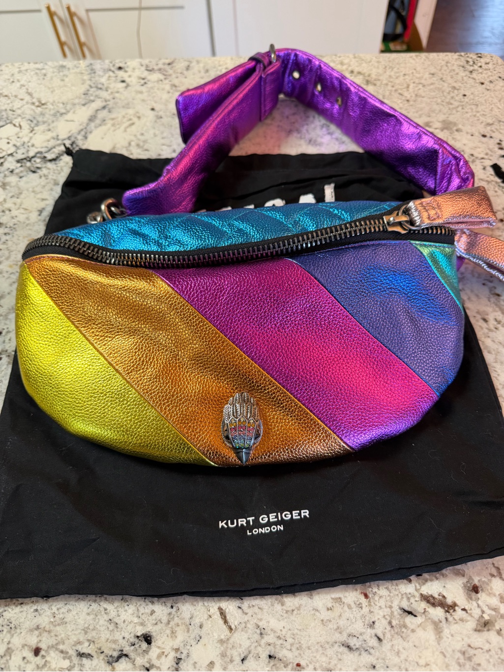 Kurt Geiger Metallic Rainbow Leather Crossbody Belt Bag